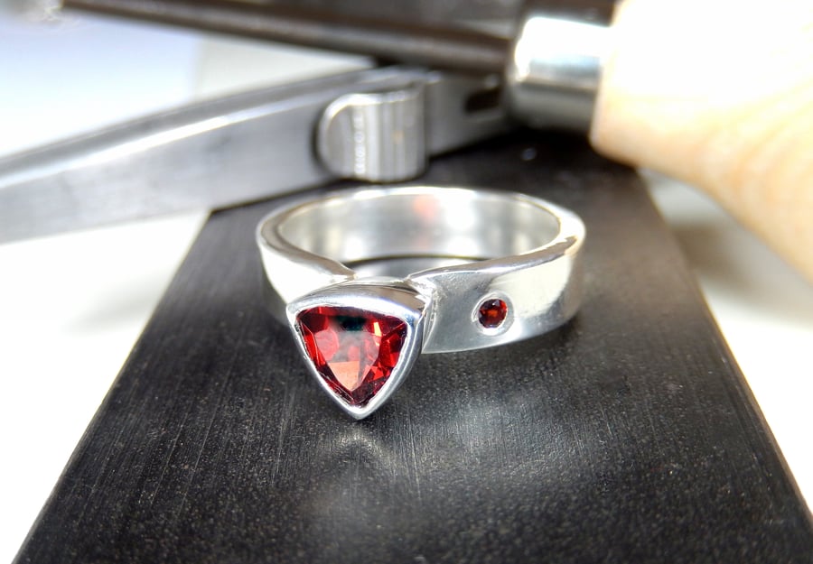 Sterling silver garnet ring