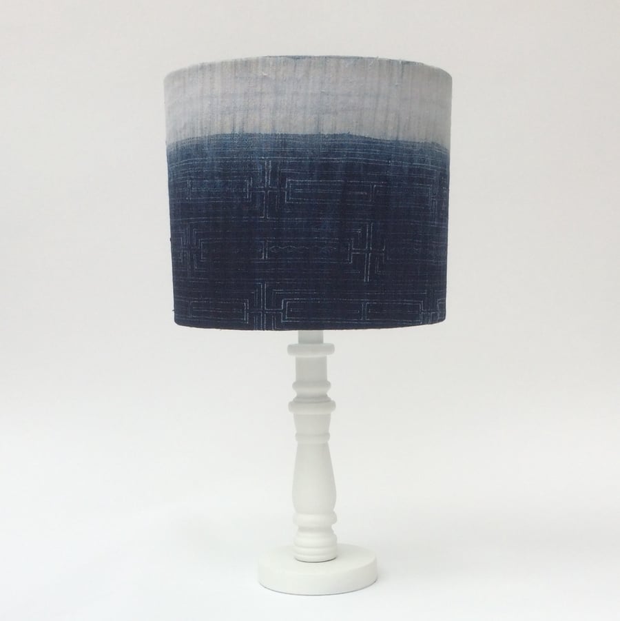 Indigo Batik Shaded Drum Lampshade