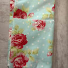 Fabric, Pale Bue, White PolkaDots, Pink Roses CS 0002