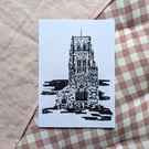 Original Durham Cathedral Hand Painted Ink Illustration A6
