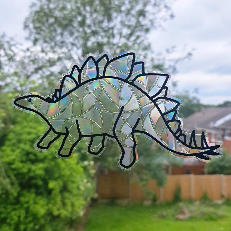 Stegosaurus Suncatcher Window Sticker. Dinosaur Suncatcher Window Sticker