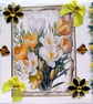 Yellow Freesia Flowers - Hand Crafted Decoupage Greeting Card - Blank 3036