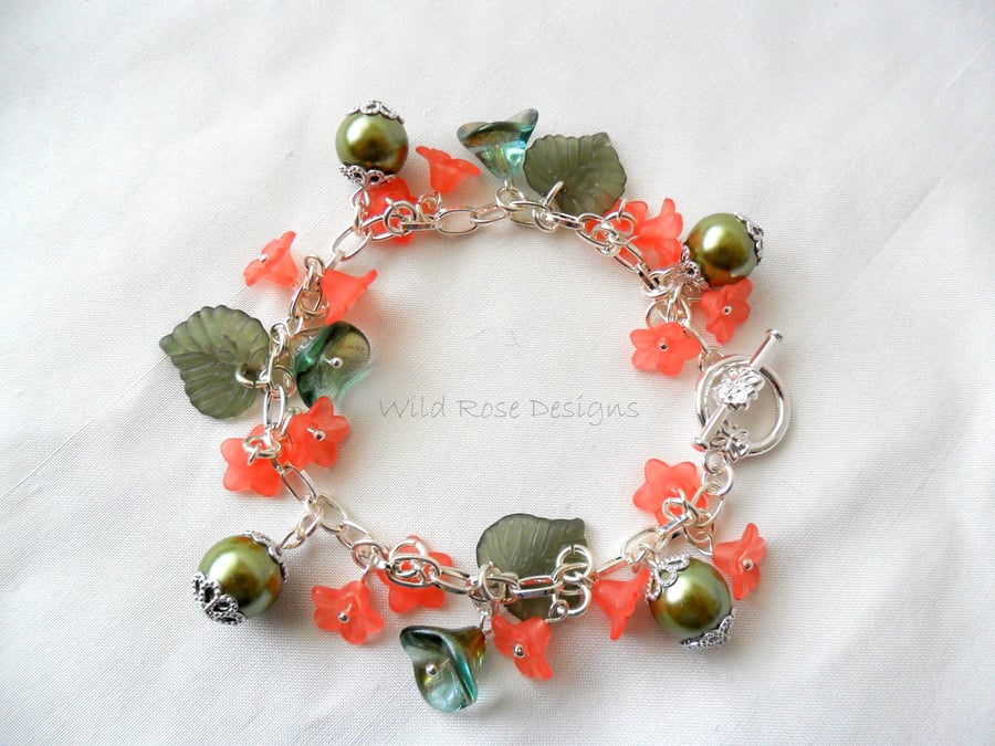 Coral and green bracelet