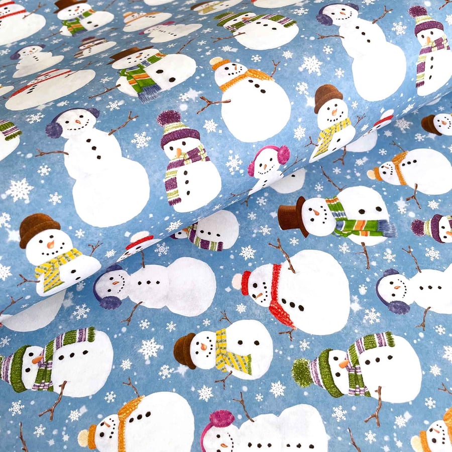 Cheerful Snowmen Gift Wrap & Tag (Matching Card)