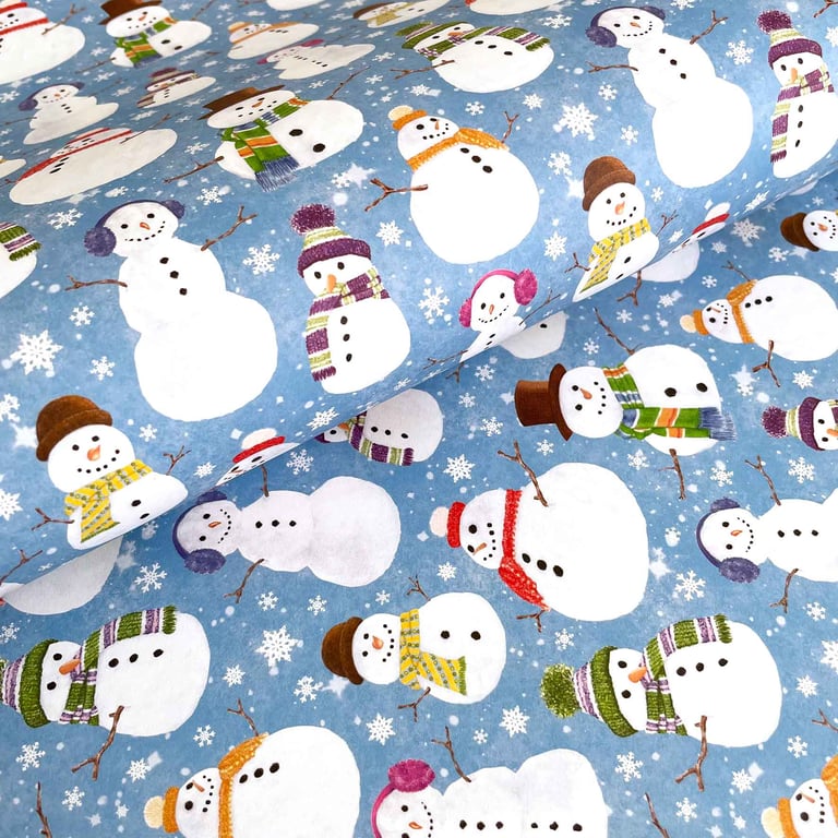 Cheerful Snowmen Gift Wrap & Tag (Matching Card)