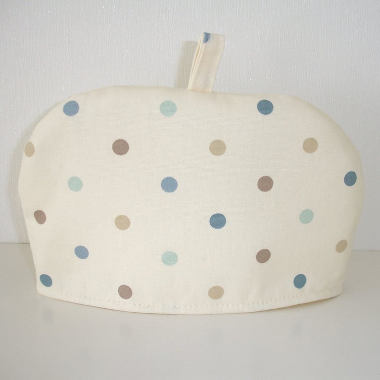 Tea Cosy Polka Dot Spotted Duck Egg Blue Brown Spots