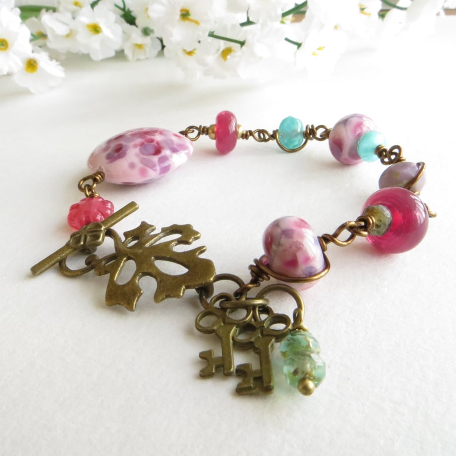 Lilac, Pink and Aqua Bracelet - Summer Berries