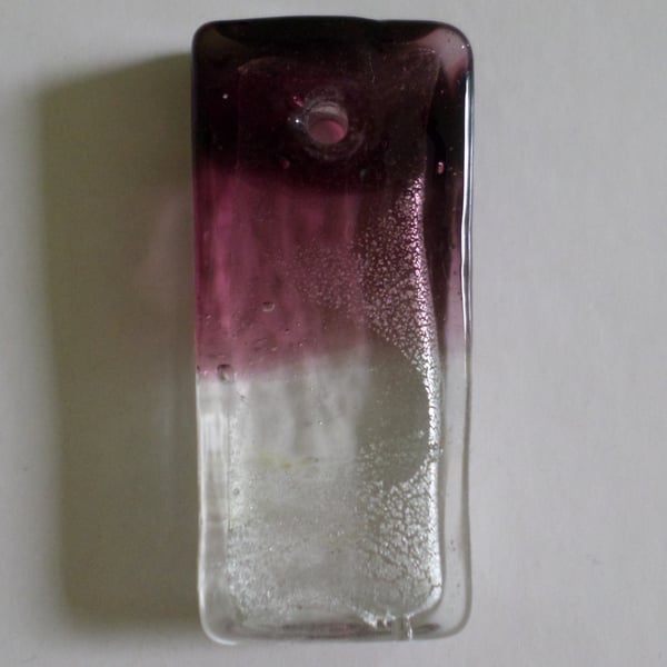 Pendentif Rectangle En Verre Lampwork 52mm Fond Doré - Motifs Et Couleurs Au Choix - Fait Main En France