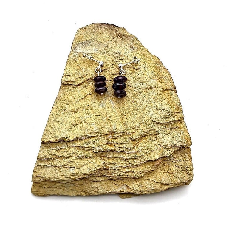 Sterling Silver Garnet Dangle Earrings January Birthstone