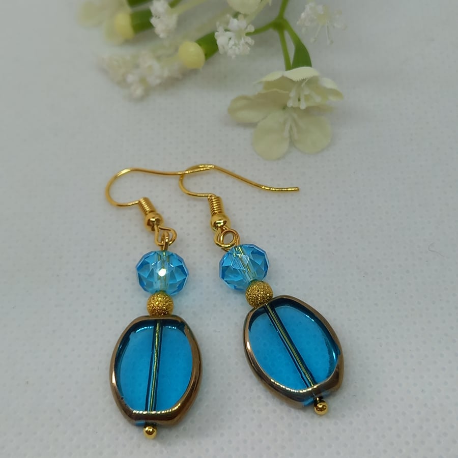 Turquoise Stained Glass Earrings