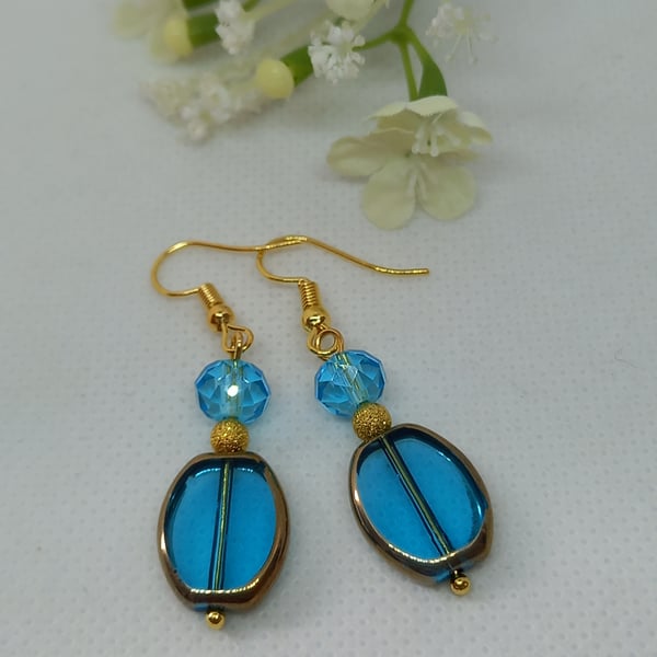 Turquoise Stained Glass Earrings