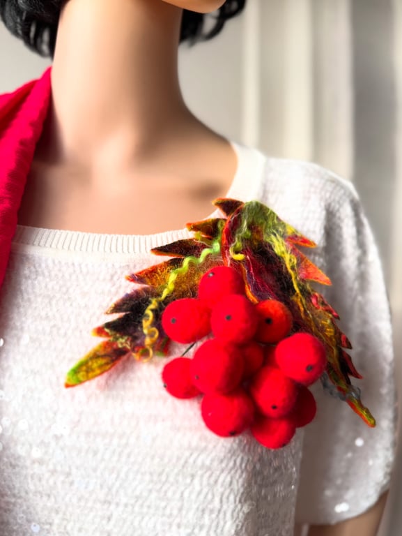 Hand Felted, Wool felted soft ART brooch