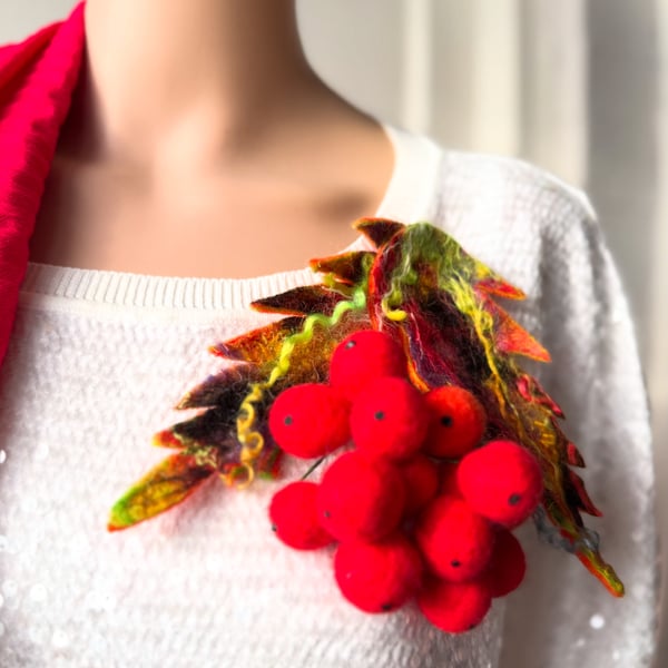 Hand Felted, Wool felted soft ART brooch