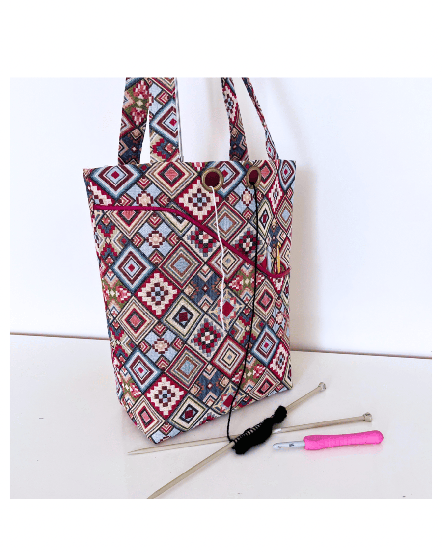 Knitting project bag colourful