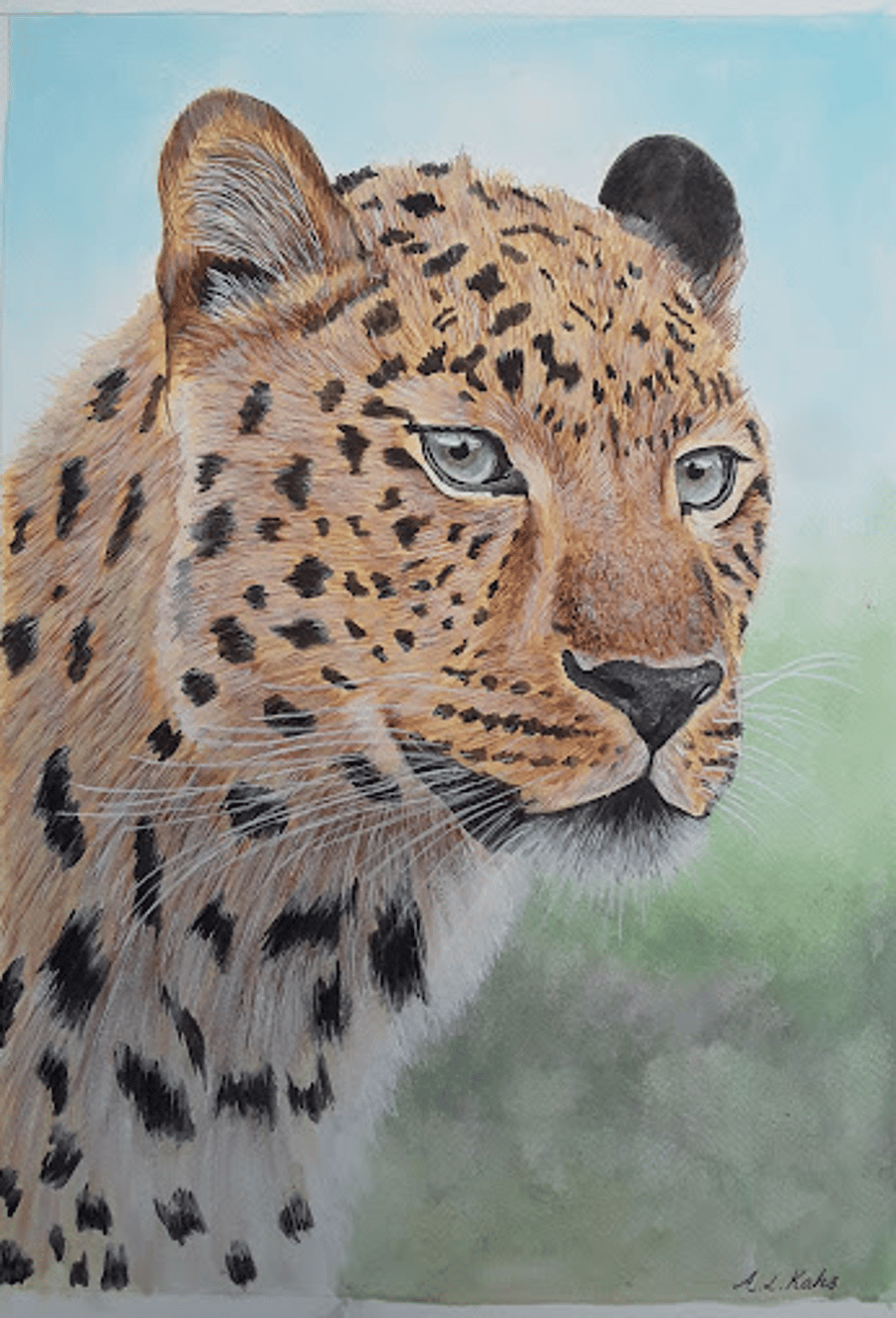 'Always on Watch' Leopard Acrylic Painting