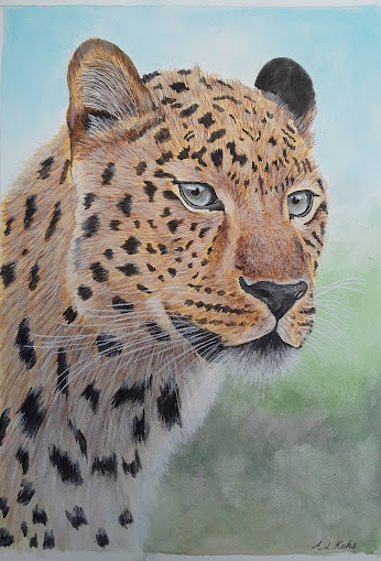 'Always on Watch' Leopard Acrylic Painting