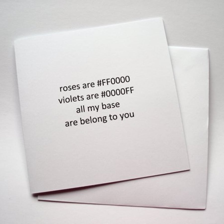 all my base are belong to you - Binary greeting valentine card - geek