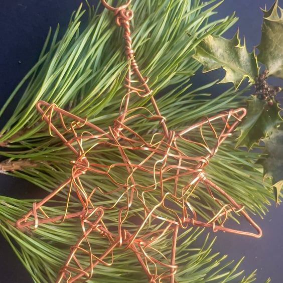 Handmade Unique Seven-Point Faery, Elven Copper Star