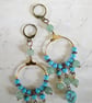 "Cleopatra" Turquoise and Aventurine Gemstone Beaded Hoop Earrings - Image 3
