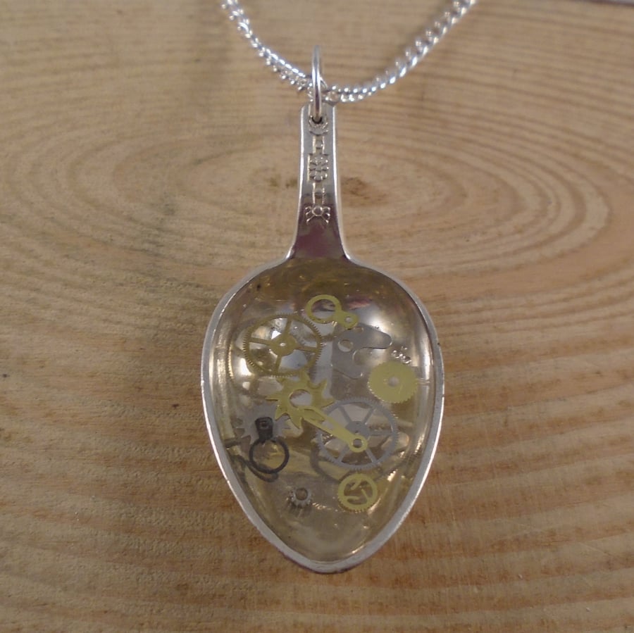 Upcycled Silver Plated Cogs Spoon Necklace SPN102208