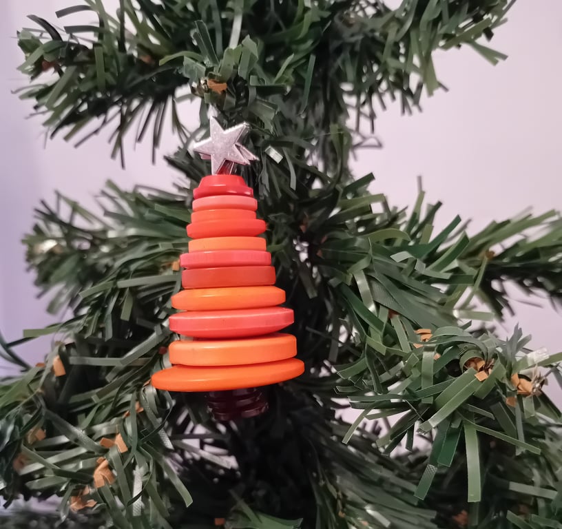Orange Button Christmas Tree Decoration - Star Topper