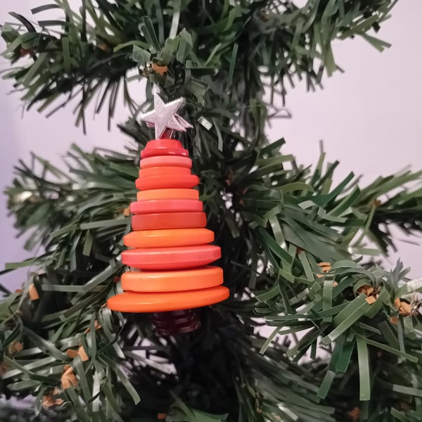 Orange Button Christmas Tree Decoration - Star Topper