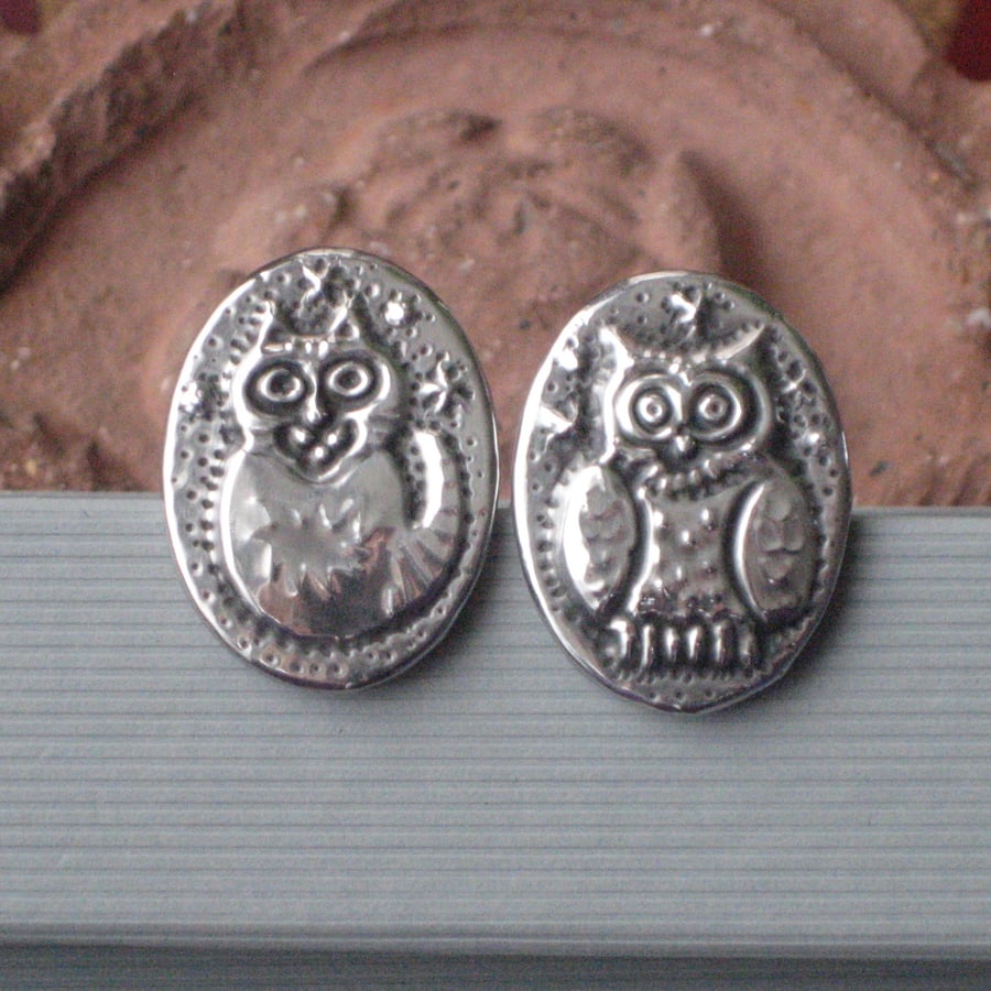  The Owl and the Pussycat Cufflinks in Silver Pewter