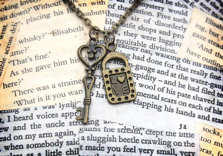 Padlock Lock and Key Charm Love Necklace