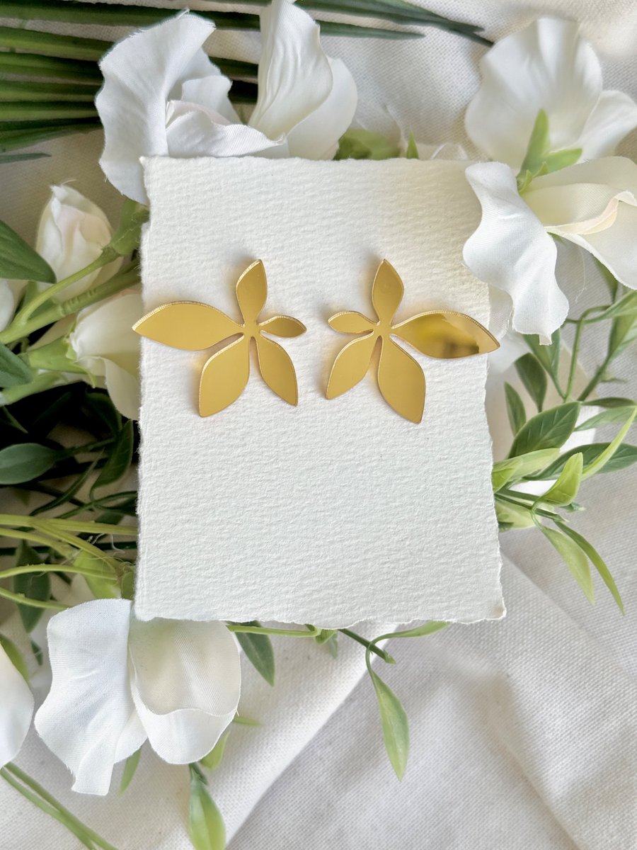 Gold Wild flower Statement Acrylic Studs