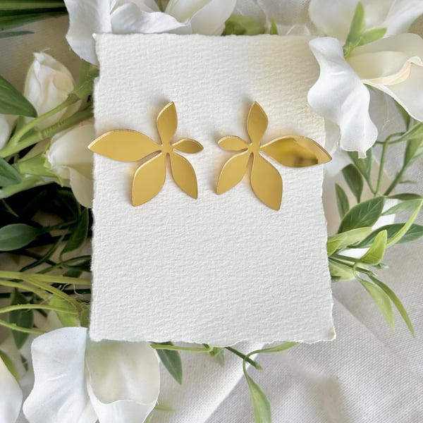 Gold Wild flower Statement Acrylic Studs