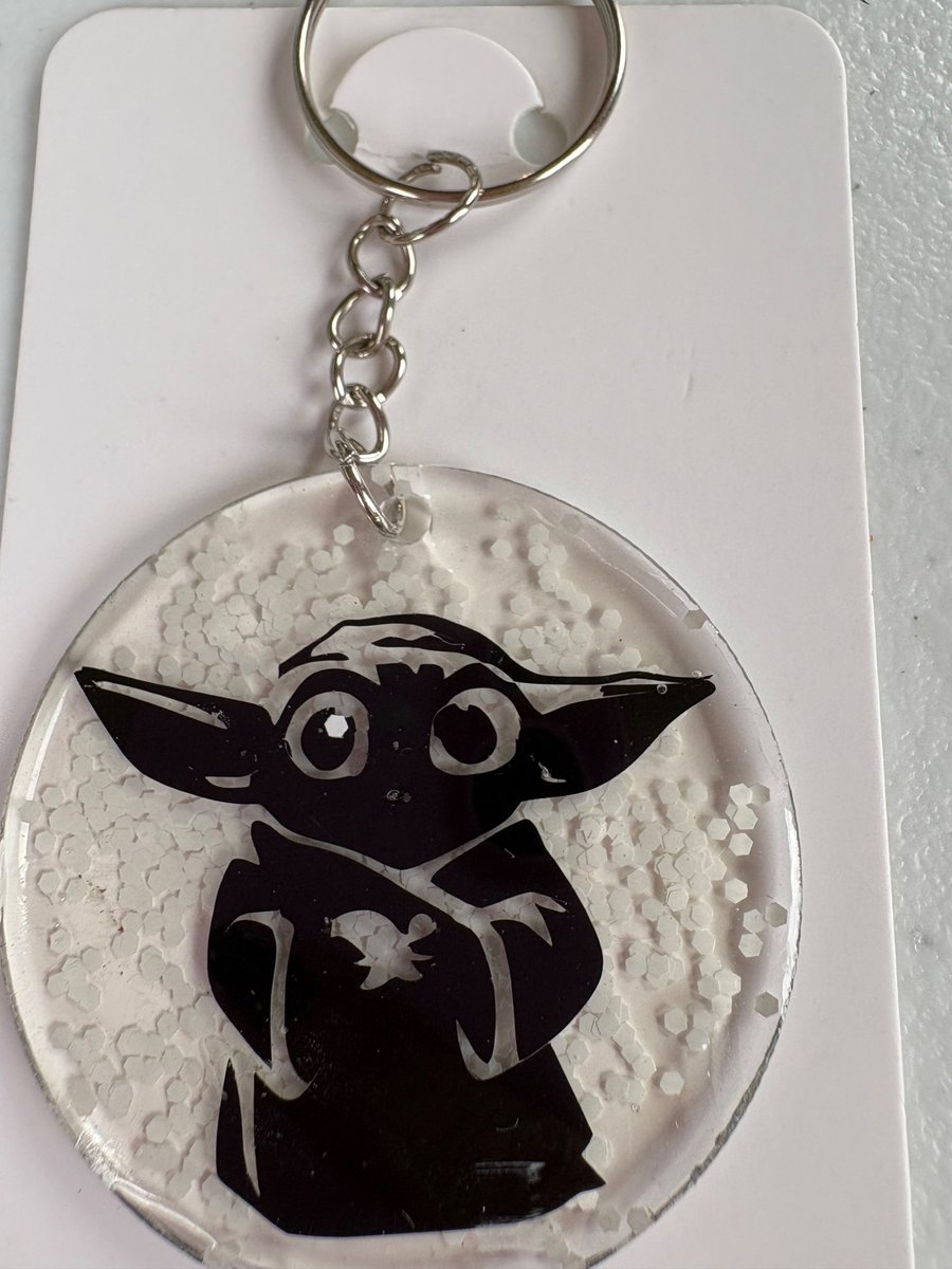 Cute Space Creature Inspired Glitter Keyring 5cm Acrylic Resin Keychain