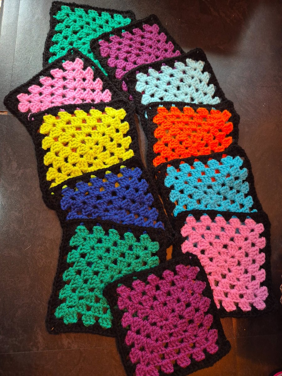 Handmade Crochet Granny (set of 11) Squares 