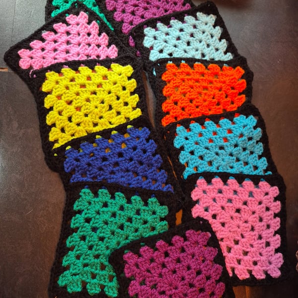 Handmade Crochet Granny (set of 11) Squares 