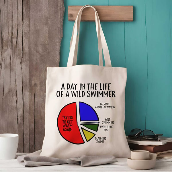 A Day In The Life Of A Wild Swimmer Tote Bag  - Swimming Gifts 