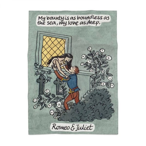 Romeo and Juliet balcony scene tea towel