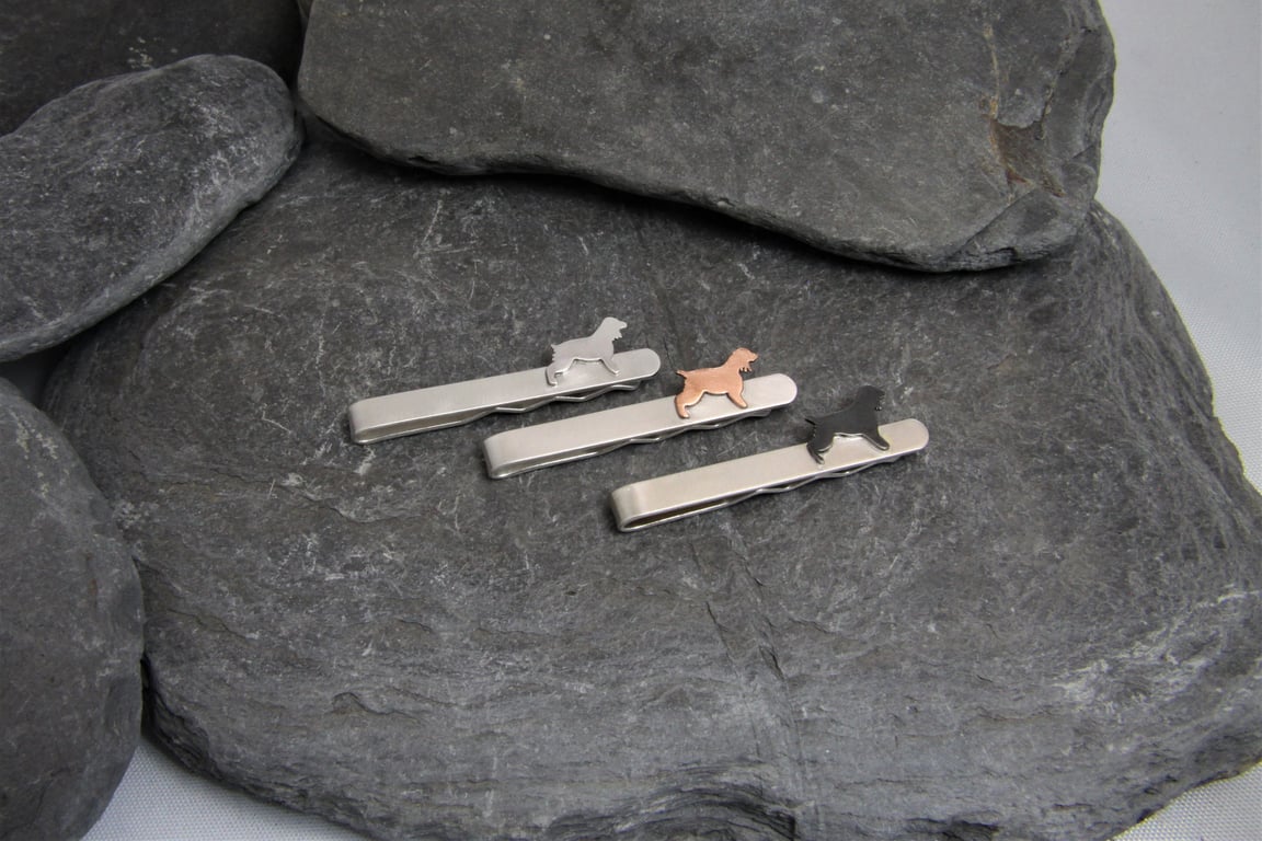 Spaniel Dog Silhouette Sterling Silver Tie Clip 