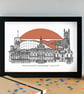 Ipswich Landmarks Skyline Art Print - Image 3
