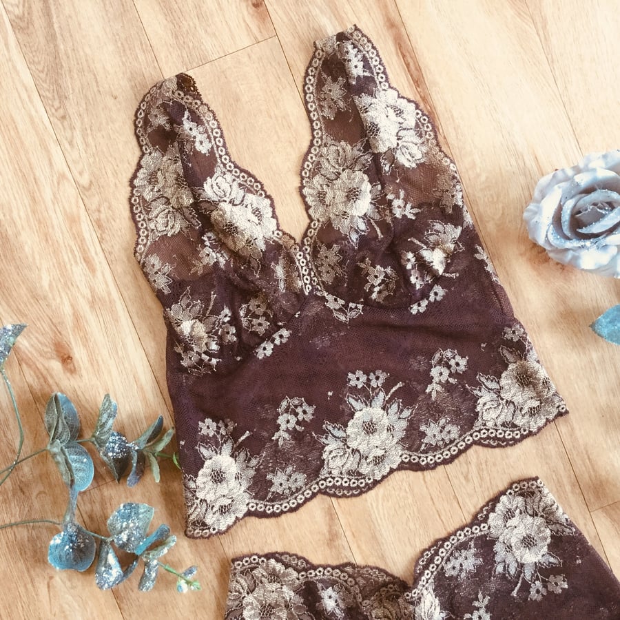 Cocoa and gold longline  bralette