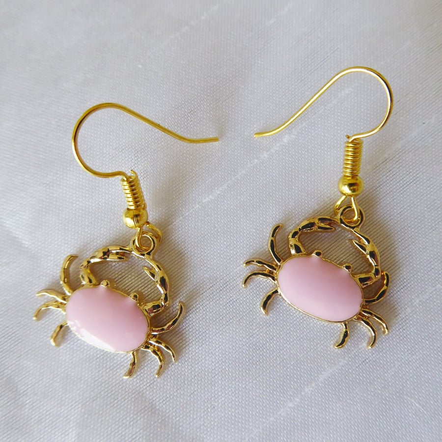 Cancer star sign Crab Earrings with gold plated ear wires