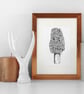 Black & White Botanical Morel Mushroom Art Print Hand-Drawn A5 Illustration - Image 2