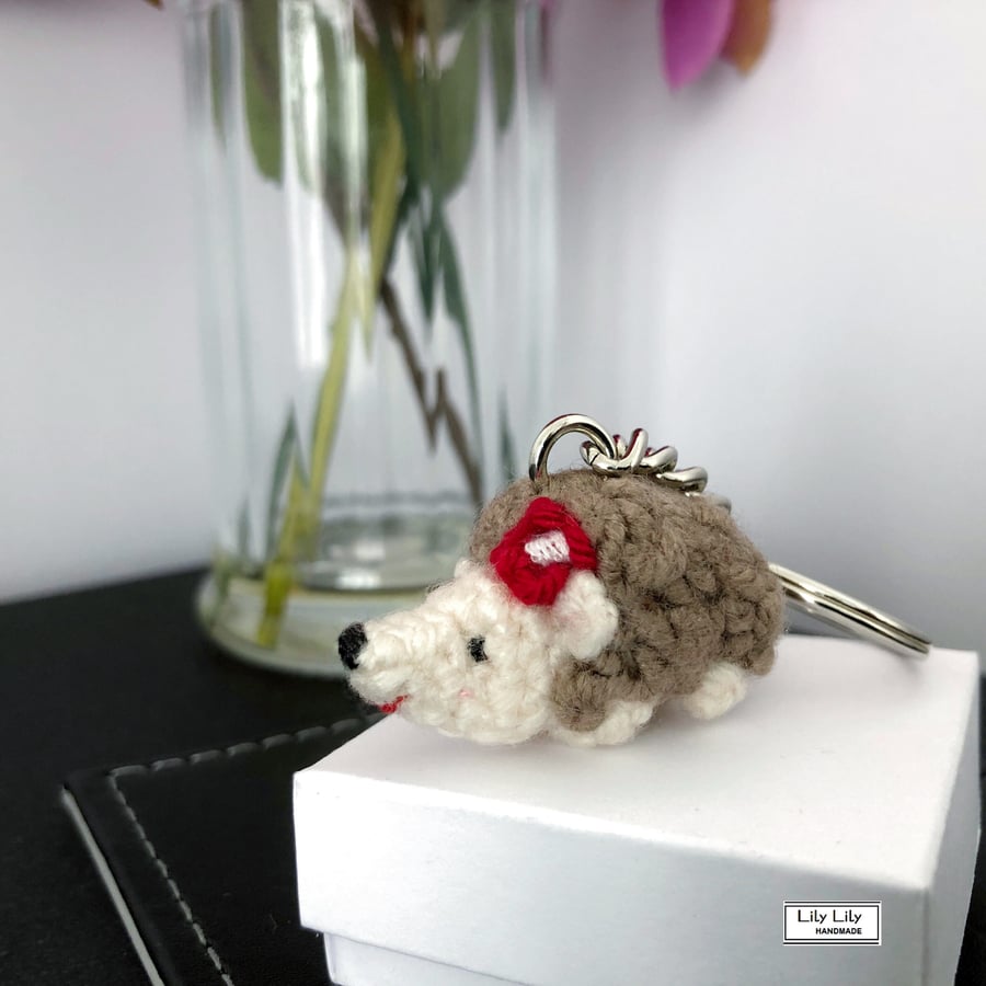Hailey, Miniature hedgehog keyring, handmade by Lily Lily Handmade  SALE 