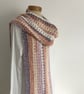  SCARF, neckwarmer. 'Coast Path'  Soft , lightweight alpaca blend . Cream, pink. - Image 1