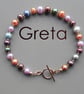  Mixed Autumn Colours, Pearl Bracelet with a Rose Gold Filled Toggle Clasp - Image 3