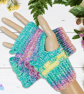 Crochet gloves. Pastel shades dragon scale gloves. Green fingerless gloves. - Image 2