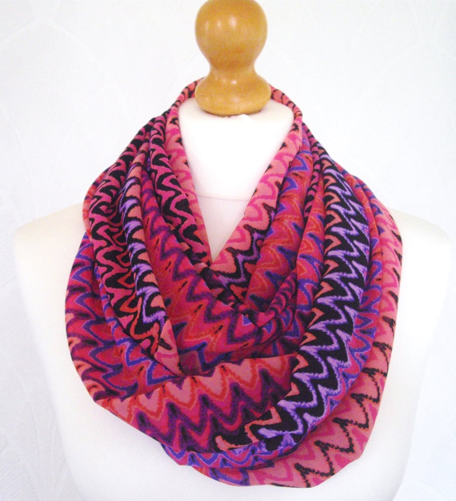 Hot pink cerise infinity scarf loop scarf cowl scarf