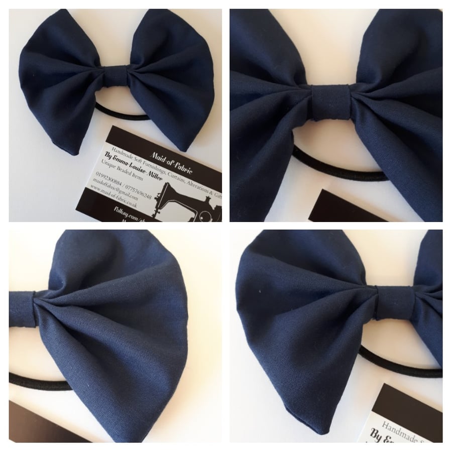 Hair bow bobble in navy fabric. 3 for 2 offer.  