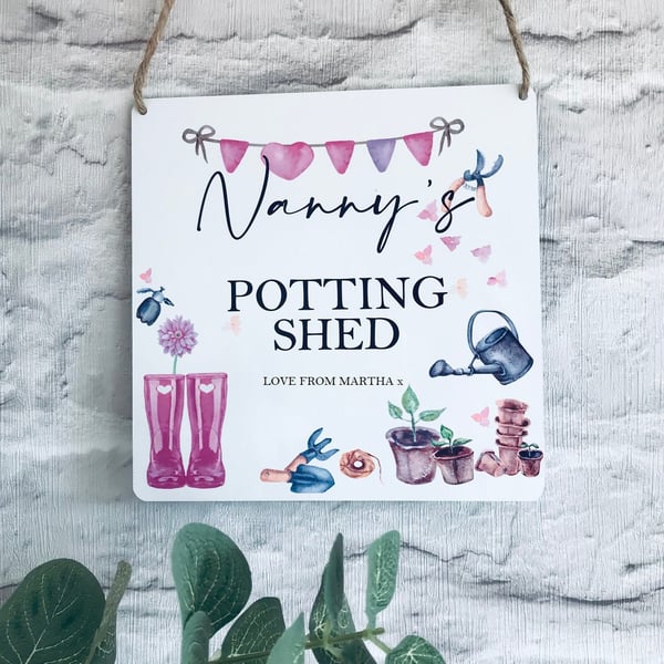 Nanny's potting shed metal shed sign, Garden shed sign, Potting shed sign, Gift 