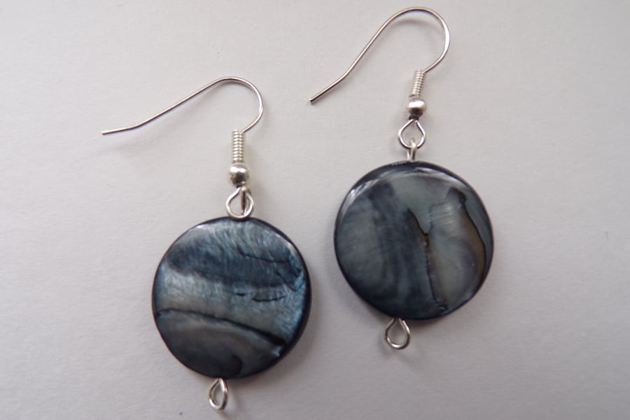 Grey Shell Earrings, Shell Earrings