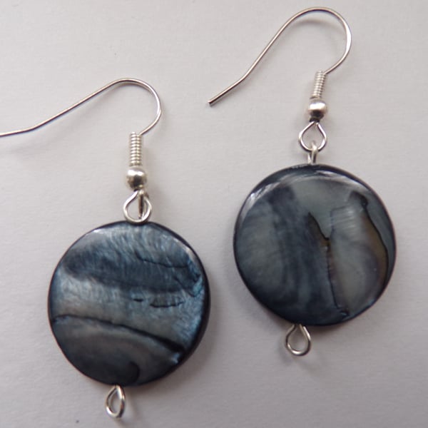 Grey Shell Earrings, Shell Earrings