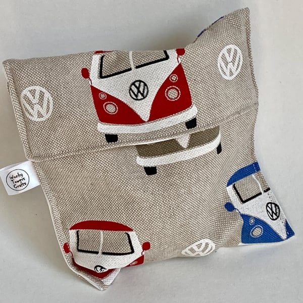 Snack bag in camper van print. Reusable and eco-friendly